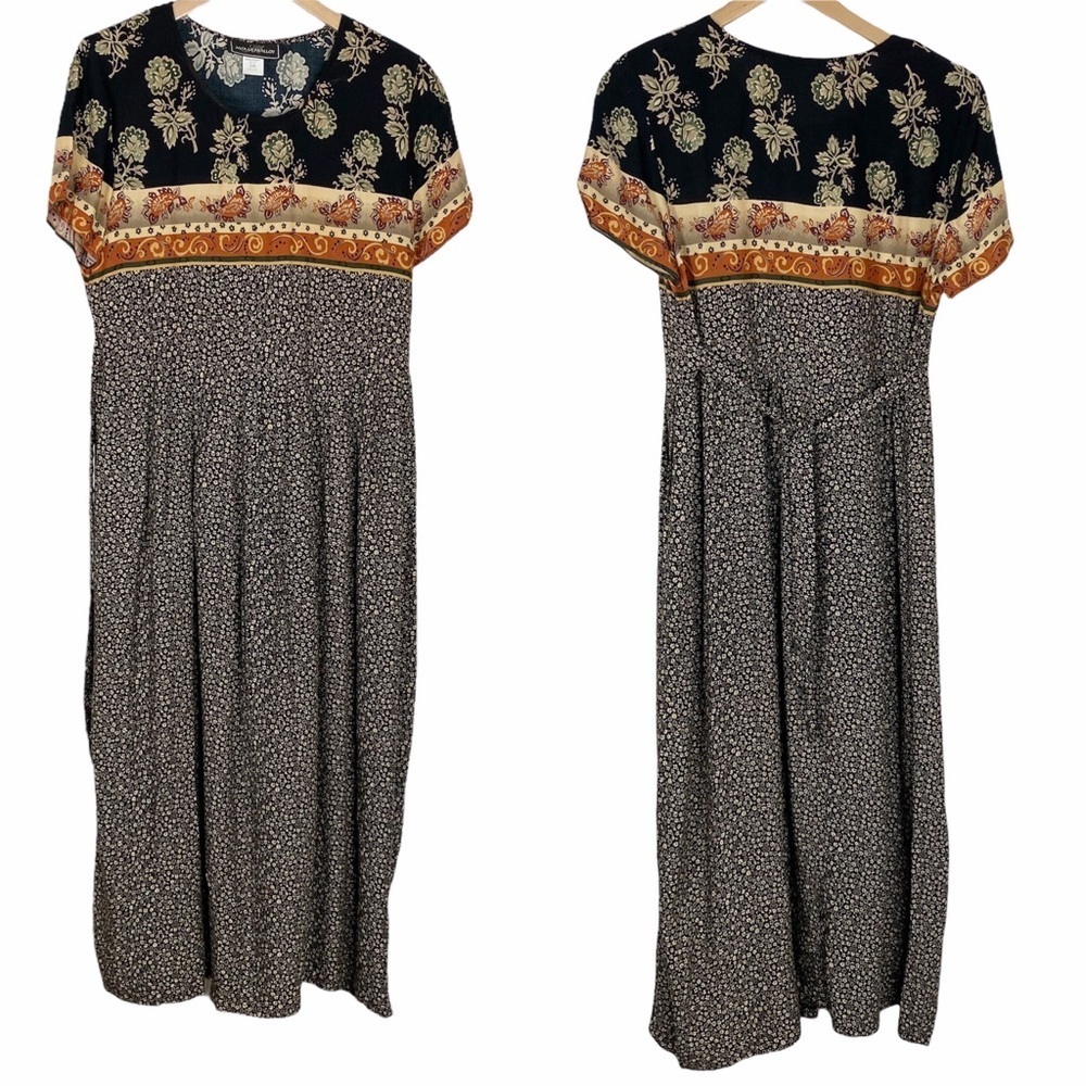 VINTAGE MOLLY MALLOY Cottage Mixed Print Maxi Dress 8 - Picture 2 of 9